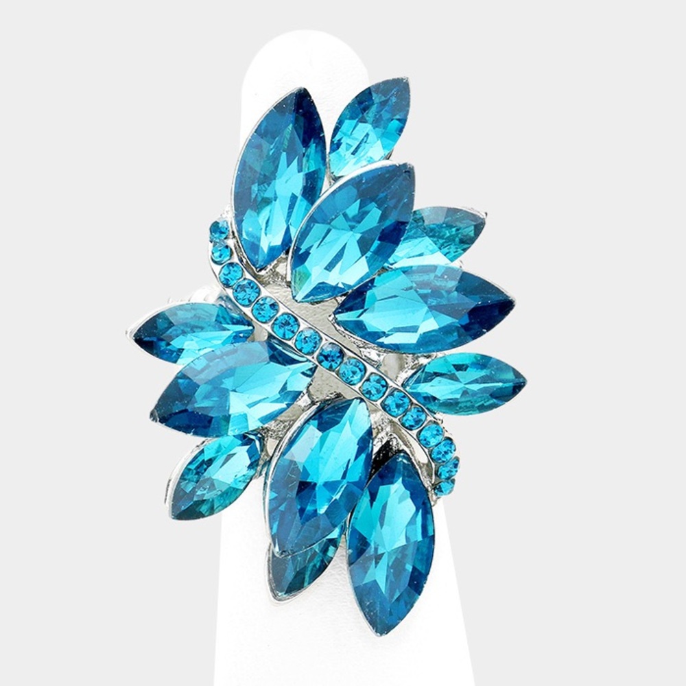 Aqua blue cluster stretch ring